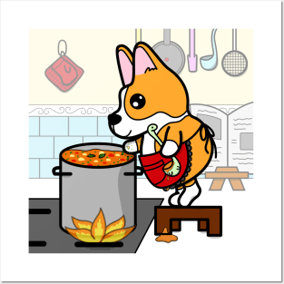 Cooking Corgi Posters and Art